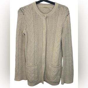 Max Studio Cream Beige Textured Knit Cardigan Sweater XS